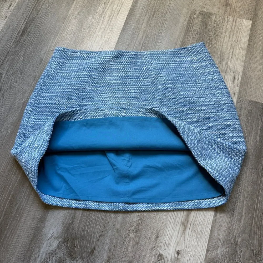 J.Crew Natasha Mini Skirt Blue Sequin Tweed 12 Preppy Feminine